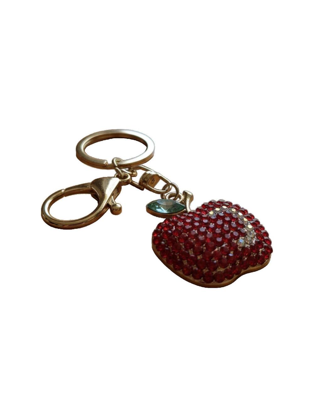 Mint Red Rhinestone Apple Keychain Accessory Charm